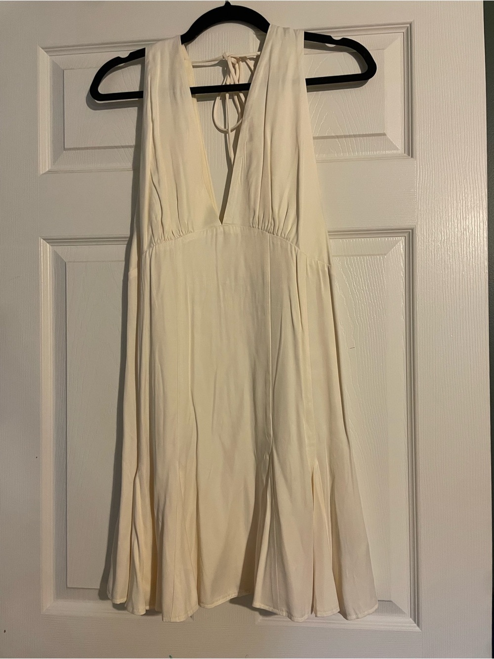 H&M Cream Deep V-Neck Mini Dress